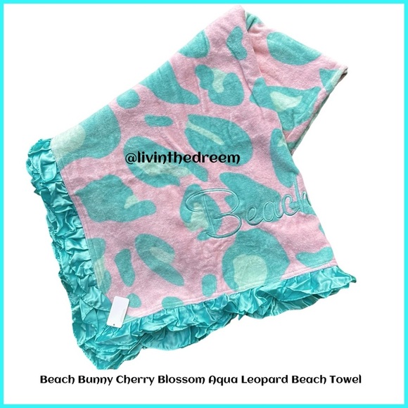 Beach Bunny Cherry Blossom Aqua Leopard Beach Towel - Picture 2 of 6
